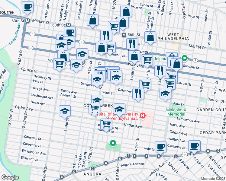 map of restaurants, bars, coffee shops, grocery stores, and more near in Philadelphia
