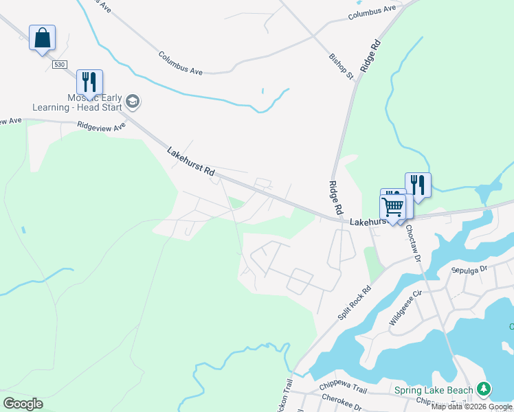 map of restaurants, bars, coffee shops, grocery stores, and more near 522 Lakehurst Road in Browns Mills