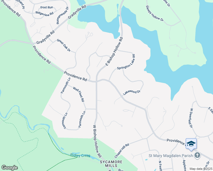 map of restaurants, bars, coffee shops, grocery stores, and more near 2978 North Providence Road in Media