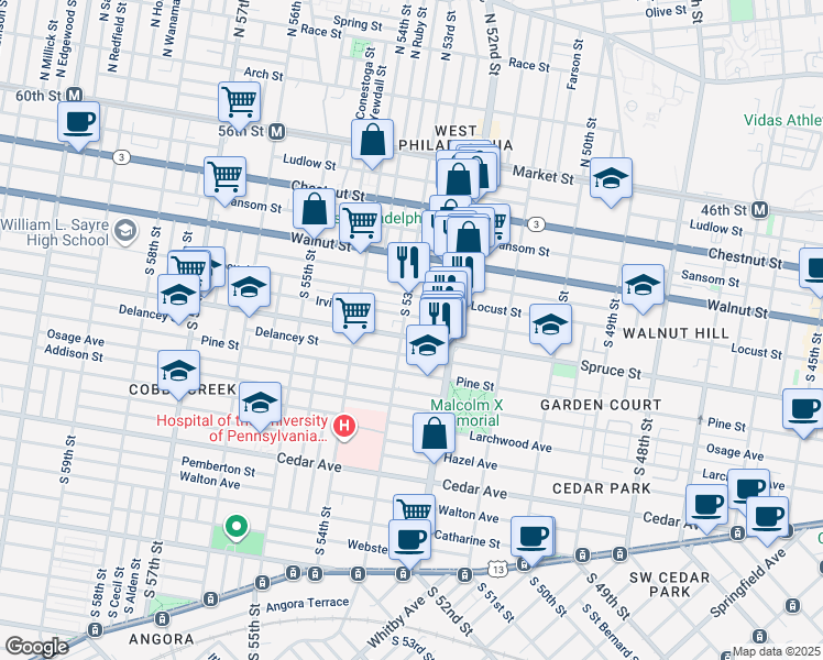 map of restaurants, bars, coffee shops, grocery stores, and more near in Philadelphia