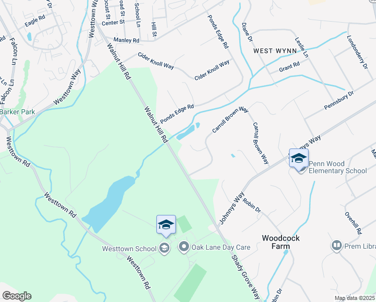 map of restaurants, bars, coffee shops, grocery stores, and more near 1406 Fox Place in West Chester