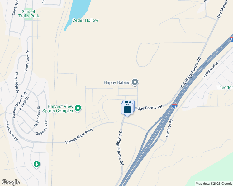 map of restaurants, bars, coffee shops, grocery stores, and more near 1250 South Catail Drive in Santaquin