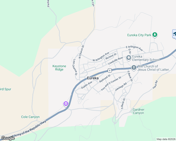 map of restaurants, bars, coffee shops, grocery stores, and more near 256 Leadville Row in Eureka