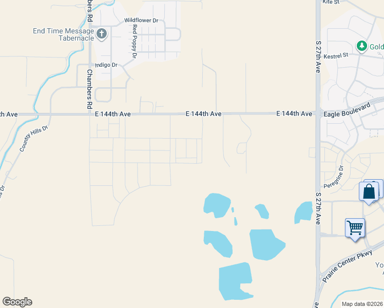 map of restaurants, bars, coffee shops, grocery stores, and more near 15880 East 144th Avenue in Brighton