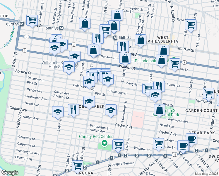 map of restaurants, bars, coffee shops, grocery stores, and more near in Philadelphia