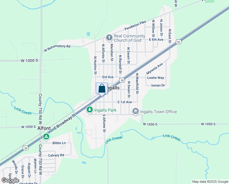 map of restaurants, bars, coffee shops, grocery stores, and more near 135 Meridian Street in Ingalls