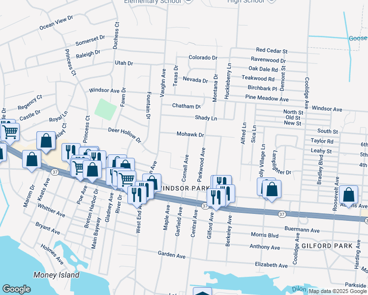 map of restaurants, bars, coffee shops, grocery stores, and more near 544 Cornell Avenue in Toms River
