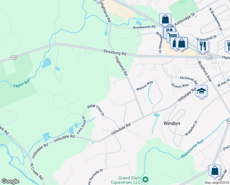 map of restaurants, bars, coffee shops, grocery stores, and more near 300 Highview Circle in West Chester