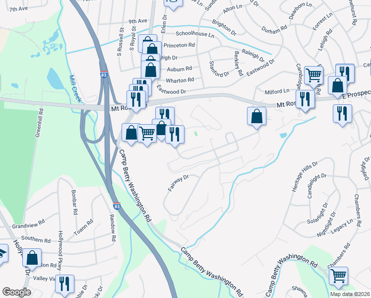map of restaurants, bars, coffee shops, grocery stores, and more near 42 Jayme Drive in East York