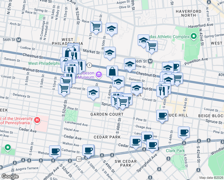 map of restaurants, bars, coffee shops, grocery stores, and more near 200-30 Hanson Street in Philadelphia