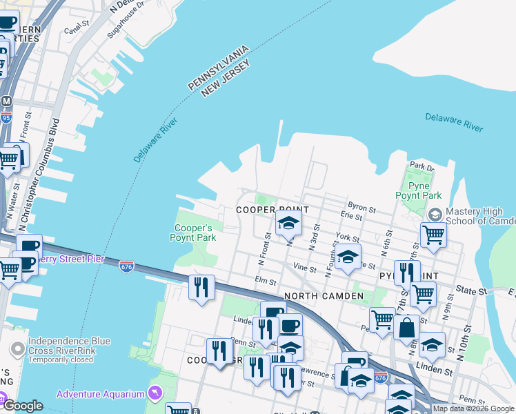 map of restaurants, bars, coffee shops, grocery stores, and more near in Camden