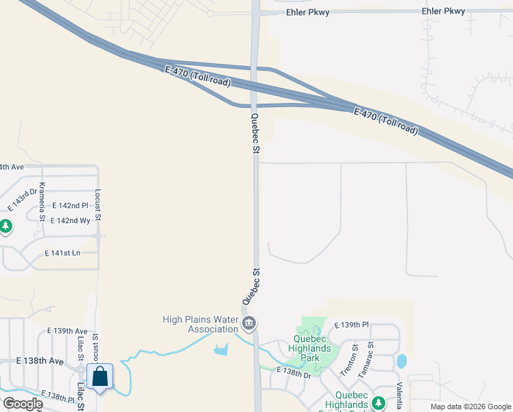 map of restaurants, bars, coffee shops, grocery stores, and more near Quebec Street in Thornton