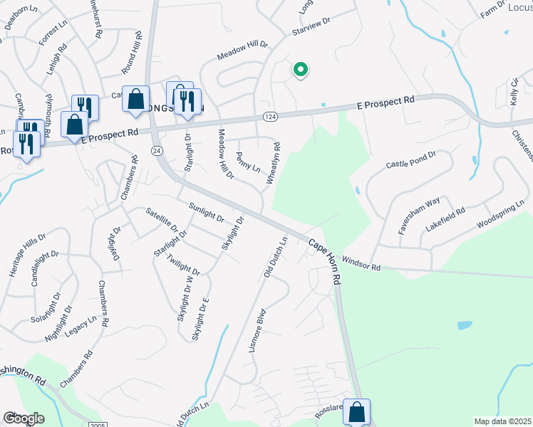 map of restaurants, bars, coffee shops, grocery stores, and more near 951 Cape Horn Road in York