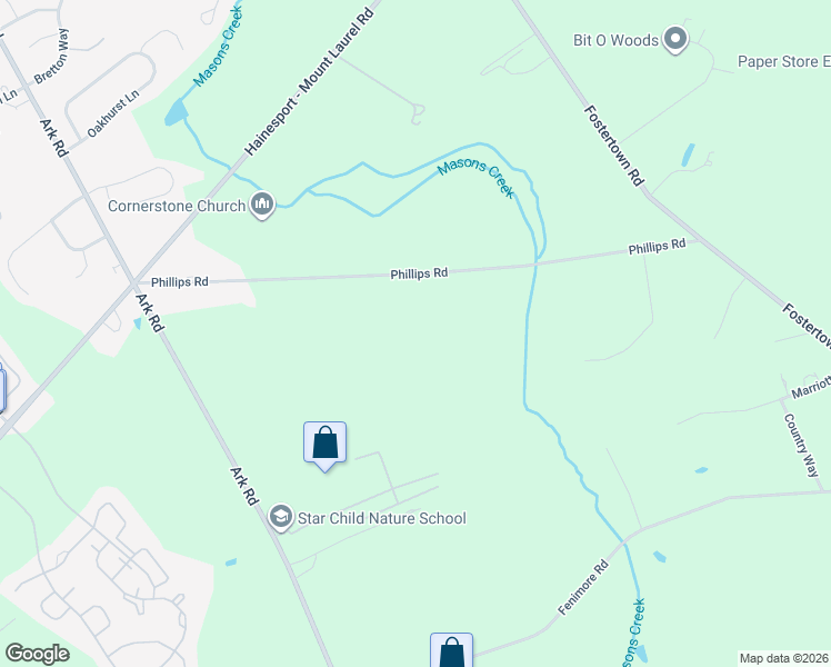 map of restaurants, bars, coffee shops, grocery stores, and more near 40 Phillips Road in Hainesport