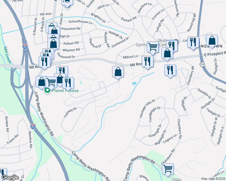 map of restaurants, bars, coffee shops, grocery stores, and more near 2381 Hartford Road in East York