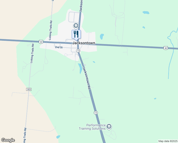 map of restaurants, bars, coffee shops, grocery stores, and more near 9485 Jacksontown Road in Thornville
