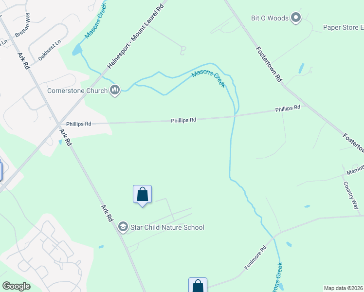 map of restaurants, bars, coffee shops, grocery stores, and more near 40 Phillips Road in Hainesport