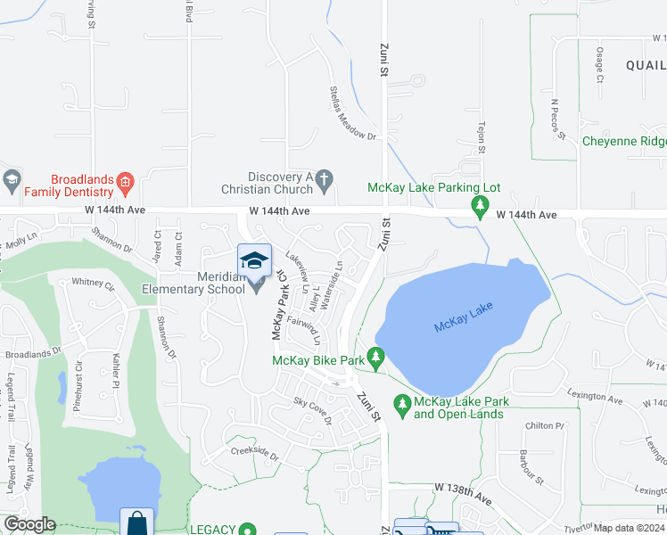 map of restaurants, bars, coffee shops, grocery stores, and more near 2551 Lake Vista Drive in Broomfield