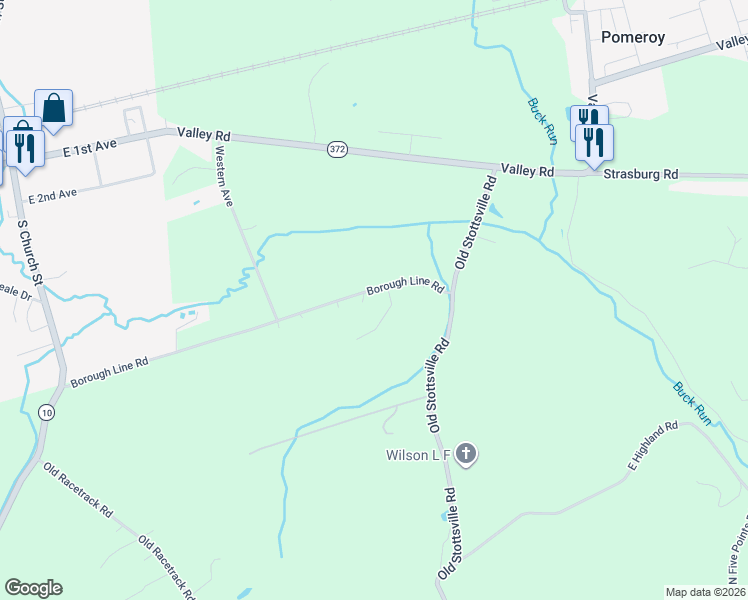 map of restaurants, bars, coffee shops, grocery stores, and more near 68 Boroline Road in Parkesburg