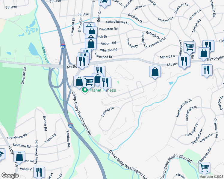 map of restaurants, bars, coffee shops, grocery stores, and more near 42 Jayme Drive in East York