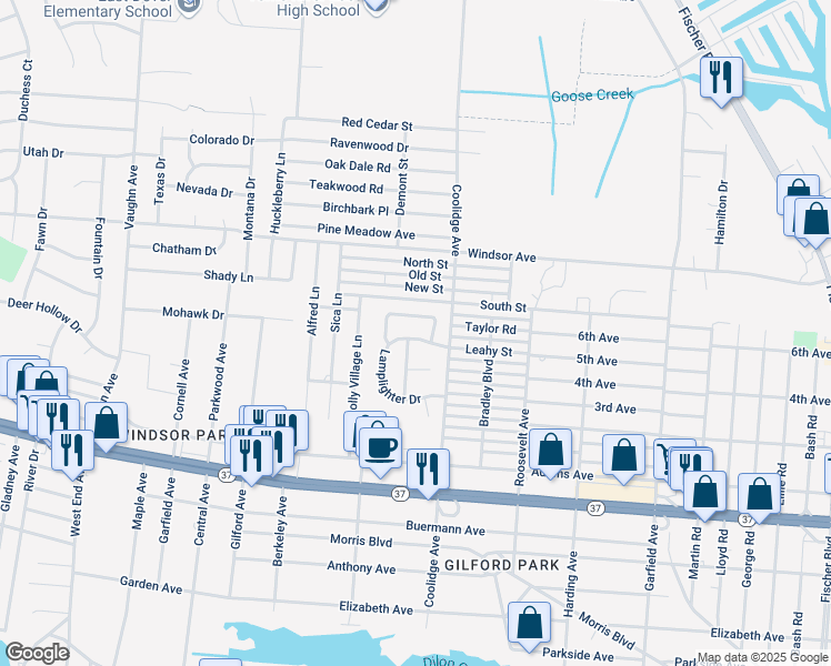 map of restaurants, bars, coffee shops, grocery stores, and more near 2004 Lamplighter Drive in Toms River