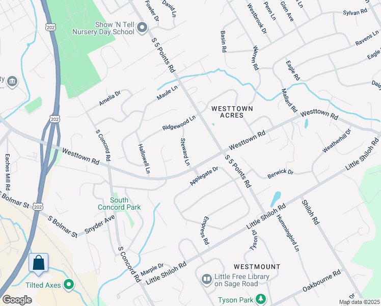 map of restaurants, bars, coffee shops, grocery stores, and more near 811 Steward Lane in West Chester
