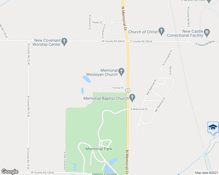 map of restaurants, bars, coffee shops, grocery stores, and more near 98 Fairway Drive in New Castle
