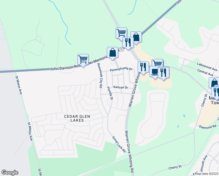 map of restaurants, bars, coffee shops, grocery stores, and more near 4 Kansas Drive in Manchester Township