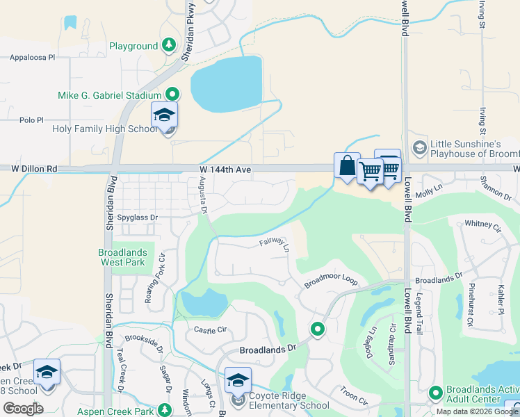 map of restaurants, bars, coffee shops, grocery stores, and more near 4360 Nelson Drive in Broomfield