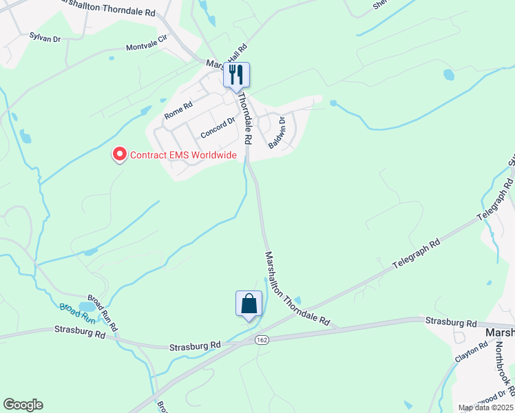 map of restaurants, bars, coffee shops, grocery stores, and more near 900 Marshallton Thorndale Road in West Chester