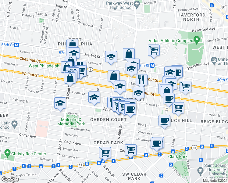 map of restaurants, bars, coffee shops, grocery stores, and more near 200-30 Hanson Street in Philadelphia