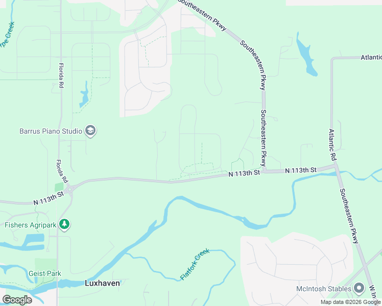 map of restaurants, bars, coffee shops, grocery stores, and more near 16000 North 113th Street in Fortville