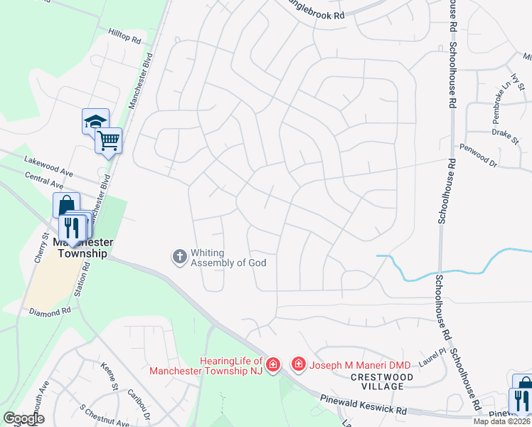 map of restaurants, bars, coffee shops, grocery stores, and more near 1 Buckskin Court in Manchester Township
