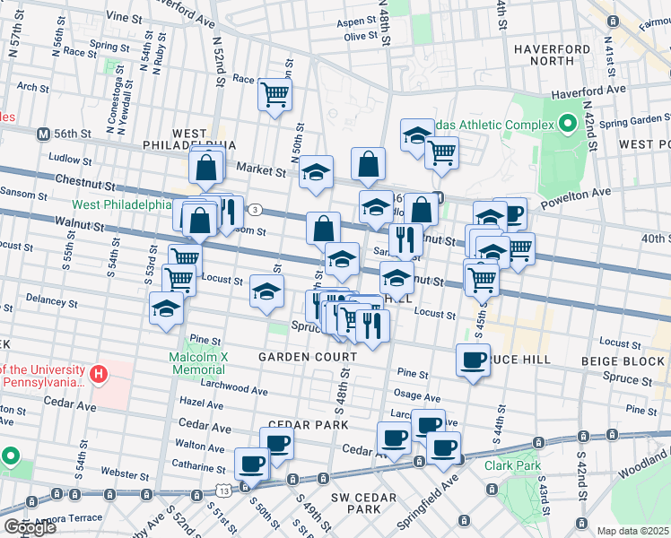 map of restaurants, bars, coffee shops, grocery stores, and more near 200-30 Hanson Street in Philadelphia