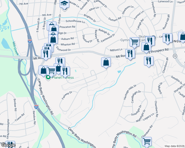 map of restaurants, bars, coffee shops, grocery stores, and more near 152 Fountain Drive in East York