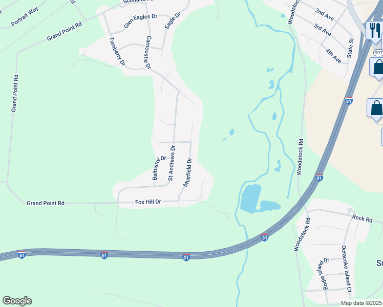 map of restaurants, bars, coffee shops, grocery stores, and more near 3280 Muirfield Drive in Chambersburg