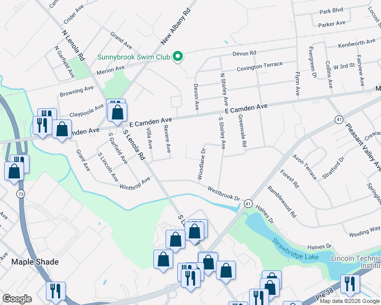 map of restaurants, bars, coffee shops, grocery stores, and more near 804 Beacon Street in Moorestown