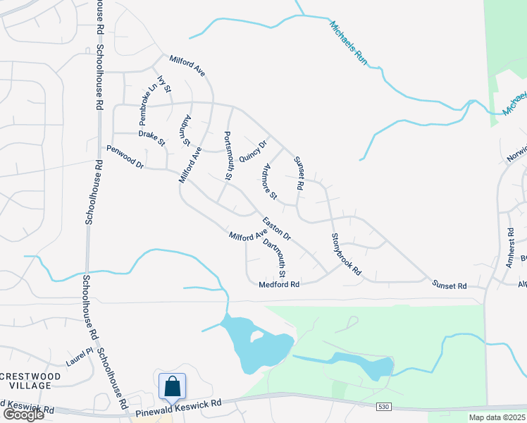 map of restaurants, bars, coffee shops, grocery stores, and more near 24B Easton Drive in Manchester Township