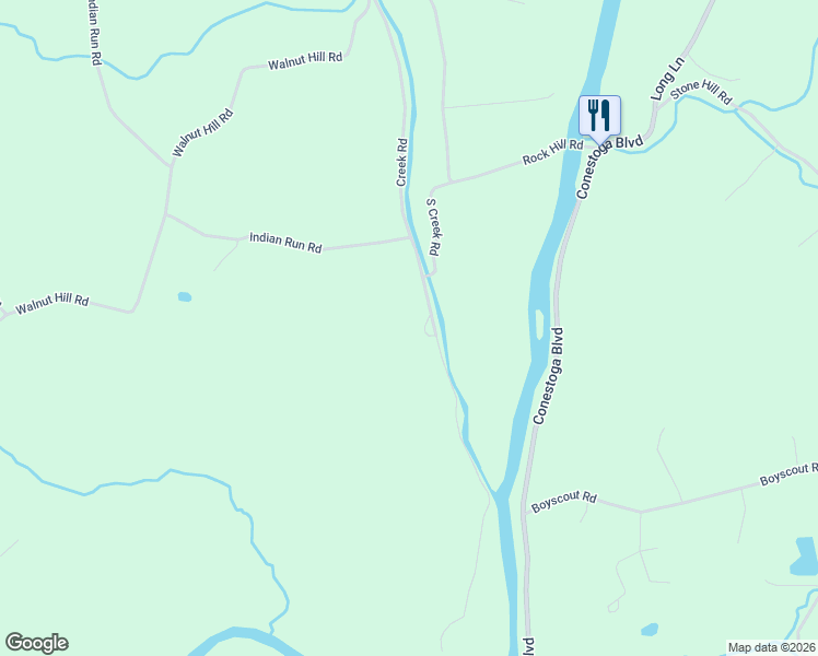 map of restaurants, bars, coffee shops, grocery stores, and more near 240 Creek Road in Millersville