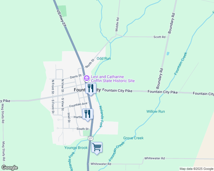 map of restaurants, bars, coffee shops, grocery stores, and more near 1008 West Fountain City Pike in Fountain City