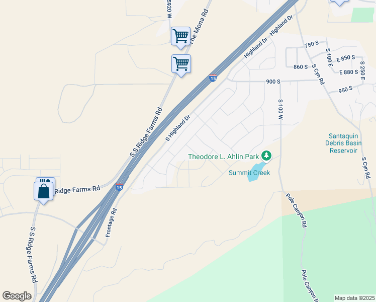 map of restaurants, bars, coffee shops, grocery stores, and more near East Veterans Memorial Highway in Santaquin