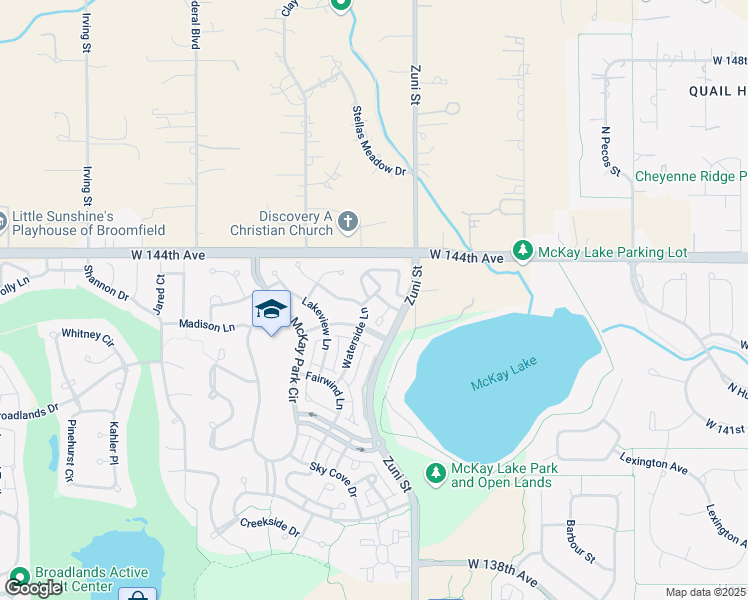 map of restaurants, bars, coffee shops, grocery stores, and more near 2551 Lake Vista Drive in Broomfield