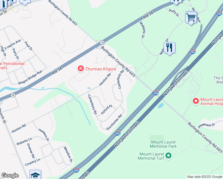 map of restaurants, bars, coffee shops, grocery stores, and more near 70 Westmont Drive in Medford