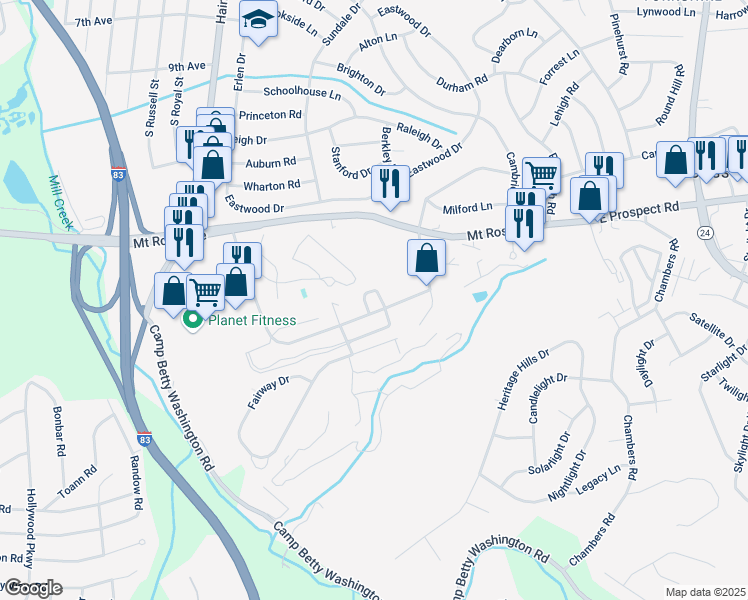 map of restaurants, bars, coffee shops, grocery stores, and more near 152 Fountain Drive in East York