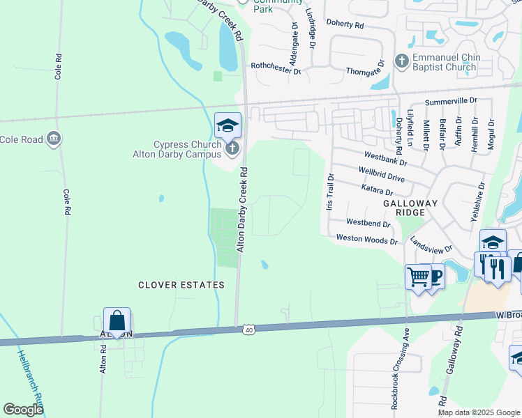 map of restaurants, bars, coffee shops, grocery stores, and more near 280 Alton Darby Creek Road in Galloway