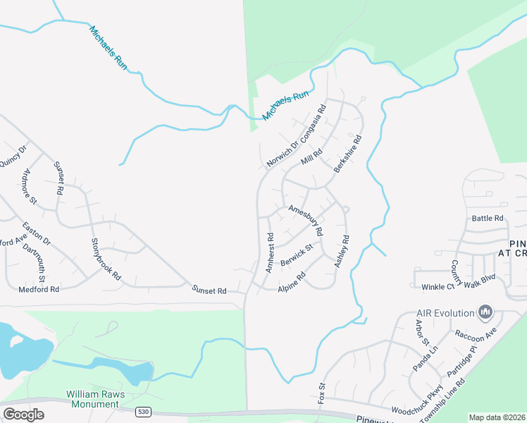 map of restaurants, bars, coffee shops, grocery stores, and more near 2 Andover Court in Manchester Township