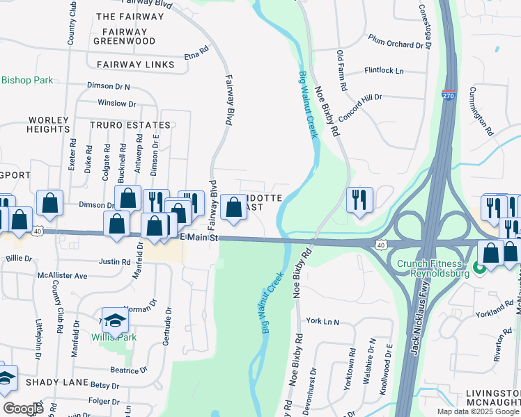 map of restaurants, bars, coffee shops, grocery stores, and more near 5345 Great Oak Way in Whitehall