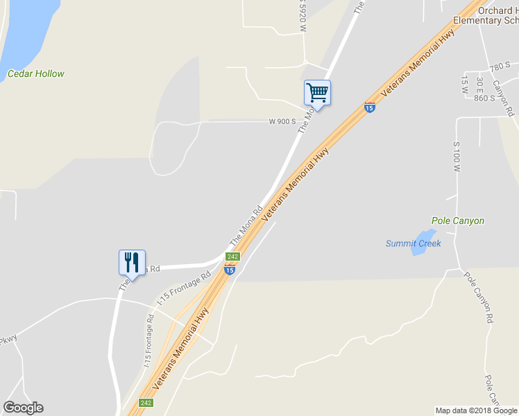 map of restaurants, bars, coffee shops, grocery stores, and more near The Mona Road in Santaquin