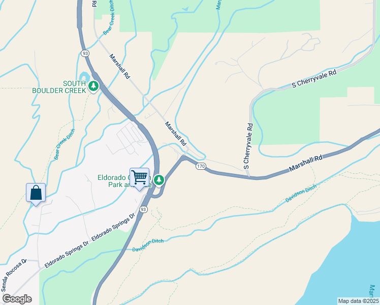 map of restaurants, bars, coffee shops, grocery stores, and more near 1568 Marshall Road in Boulder