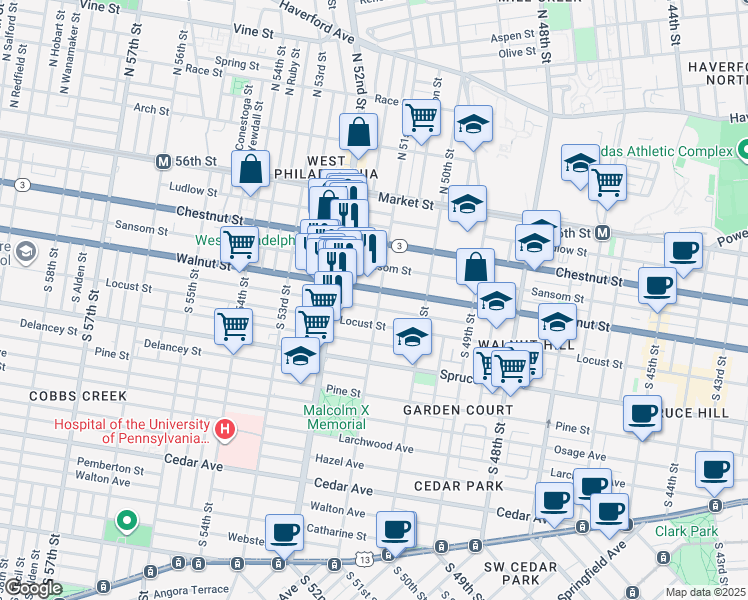 map of restaurants, bars, coffee shops, grocery stores, and more near in Philadelphia